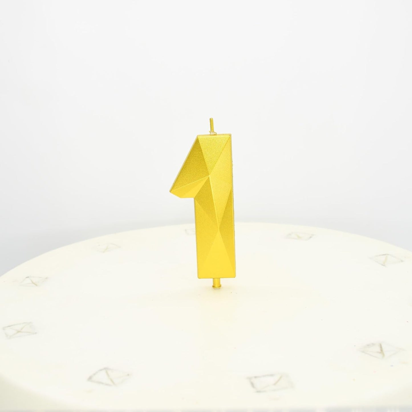 DERVENTA Large Birthday Candle Number 3D Gold 3.7 inch Party Celebration Anniversary Decoration Cake Topper 1 Piece (Number 1 Gold)
