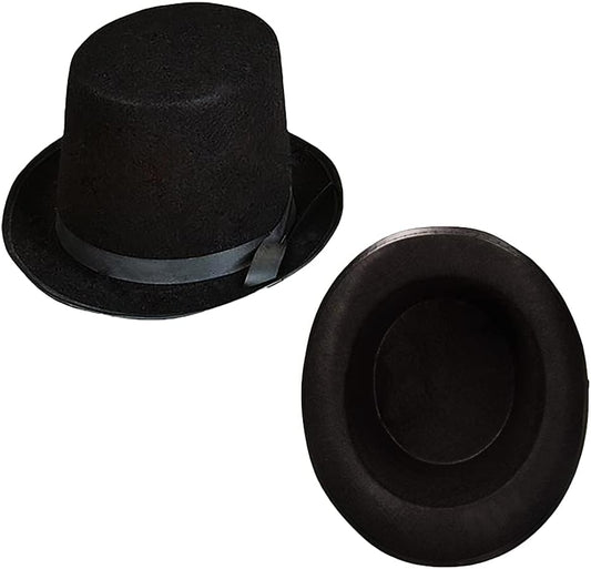 Black Felt Top Hat, Dress-Up Costume Clothes for Kids, Party Hat Pretend Play, Party Favors