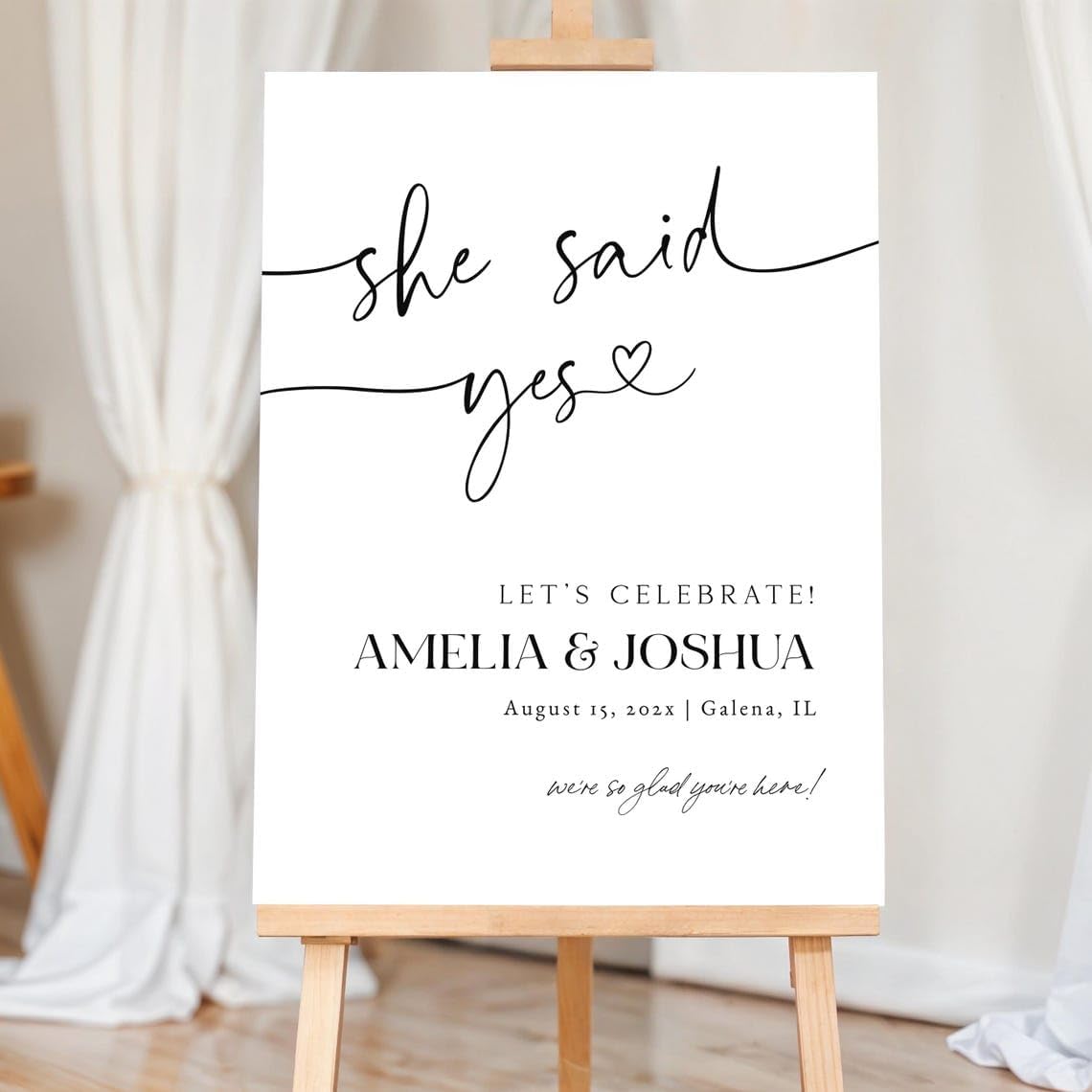 She Said Yes Engagement Sign, Engagement Party Welcome Sign, Modern Engagement Party Sign