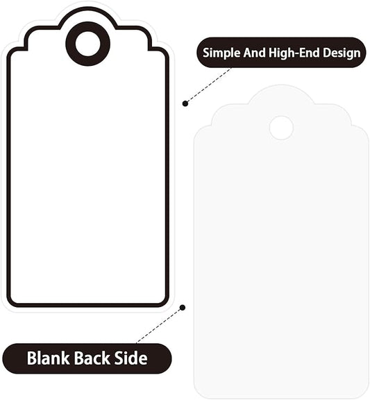 Anwyll Gift Tags with String - 100Pcs Black Gift Bag Tags Personalized White Blank Hanging Paper Label Tag for Baby Shower Birthday Party Wedding Christmas Favor Present