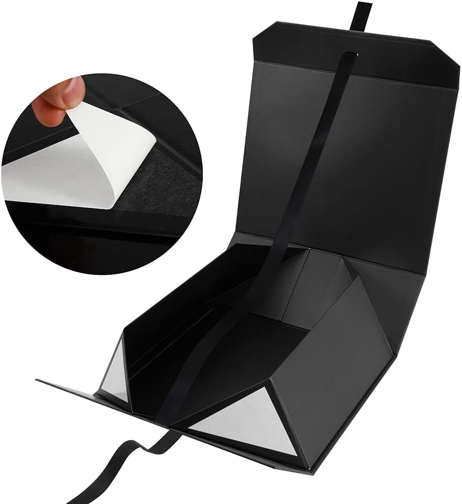 Black Gift Box Large 13x11x5.3 Inches, Black Box with Ribbon with Lid Magnetic Closure, Christmas Gift Box, Gift Boxes for Present Graduation Storage (Matte Black)