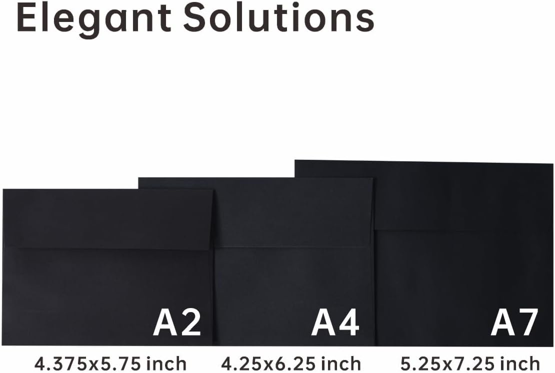 Keketer A2 Black Printable Envelopes 80 Pack Self - Seal, for 5x7 Cards, Weddings, Invitations, Baby Shower 4.375 x 5.75 Inches