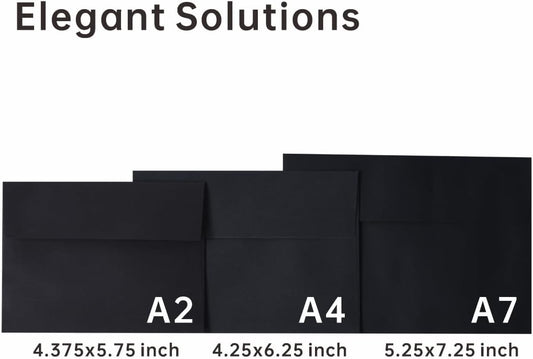 Keketer A2 Black Printable Envelopes 80 Pack Self - Seal, for 5x7 Cards, Weddings, Invitations, Baby Shower 4.375 x 5.75 Inches