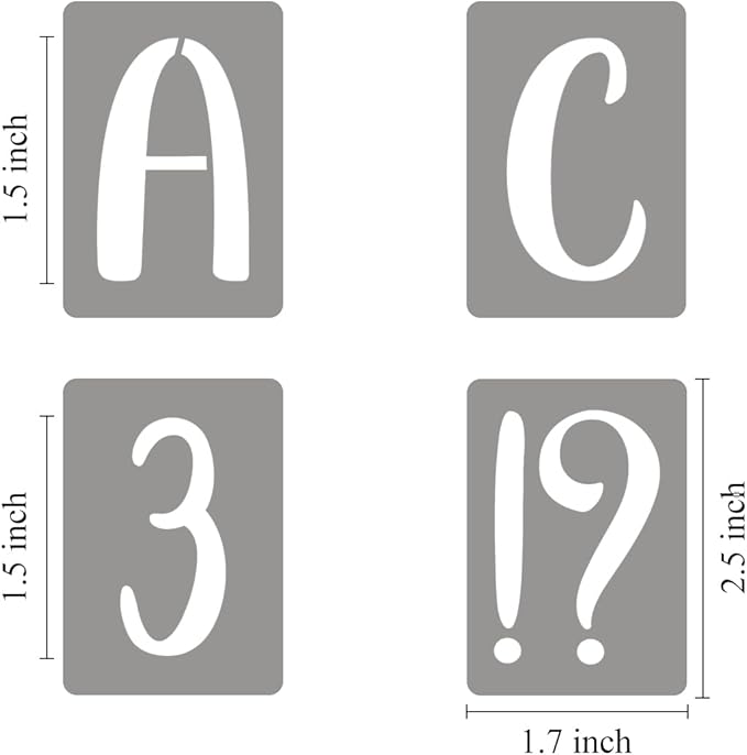 XANGEY 1.5 Inch Letter Stencils for Painting - 42 Pack Alphabet Letter Number Templates with Signs, Reusable Plastic Alphabet Stencils for Chalkboard Fabric Rock Wood Crafts Painting
