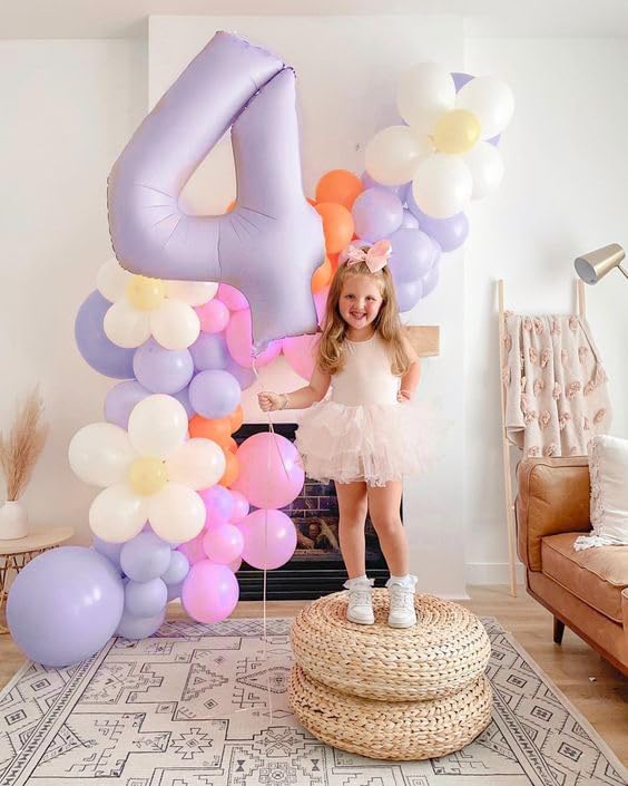 Number 0 Balloons 40 Inch Cream Purple Number Balloons for 10 20 30 40 50 60 70 80 90 100 Numbers Balloon Birthday Decorations Wedding Event Baby Shower