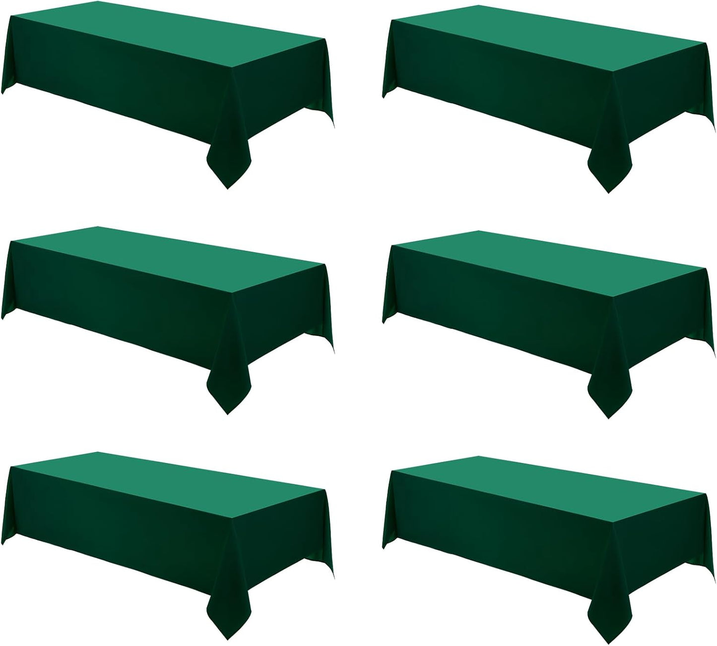 Rectangle Tablecloths 90x132 Inch 6 Pack Dark Green Tablecloth Washable Decorative Linen Polyester Table Cloths for Dining Table Banquets Buffet Parties and Wedding
