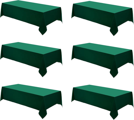 Rectangle Tablecloths 90x132 Inch 6 Pack Dark Green Tablecloth Washable Decorative Linen Polyester Table Cloths for Dining Table Banquets Buffet Parties and Wedding