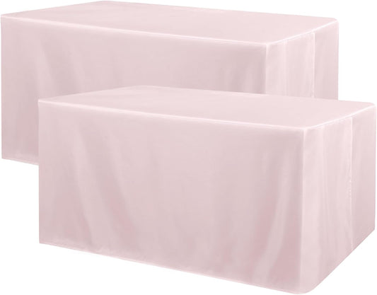 Obstal 2 Pack Table Clothes for 6 Foot Rectangle Tables - Water Resistant Washable Fabric Polyester Rectangle Table Cover Protector for Wedding, Banquet and Trade Shows, 72L x 30W Inches, Dusty Pink