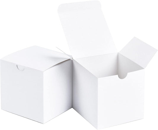 SHIPKEY 10PCS 8x8x8 Inch White Cardboard Gift Boxes with lids |Perfect for Party, Wedding, Christmas, Holidays, Birthdays, and Gifts Wrap, Cube Gift Boxes (20x20x20cm)