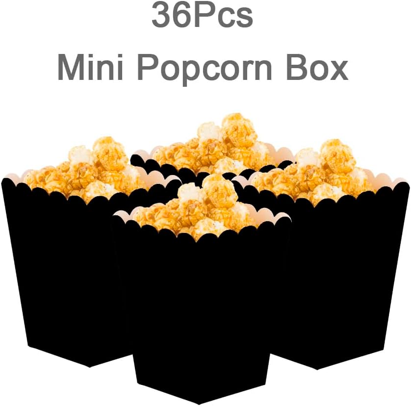 GAKA Black 36 Pcs Popcorn Boxes Mini Paper Popcorn Box Cardboard Popcorn Container for Party Supplies