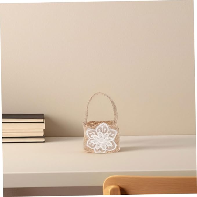 BESPORTBLE 6pcs Mini Burlap Flower Girl Baskets Floral Candy Bags Rustic Party Favor Bags for Wedding Ceremony Decorations