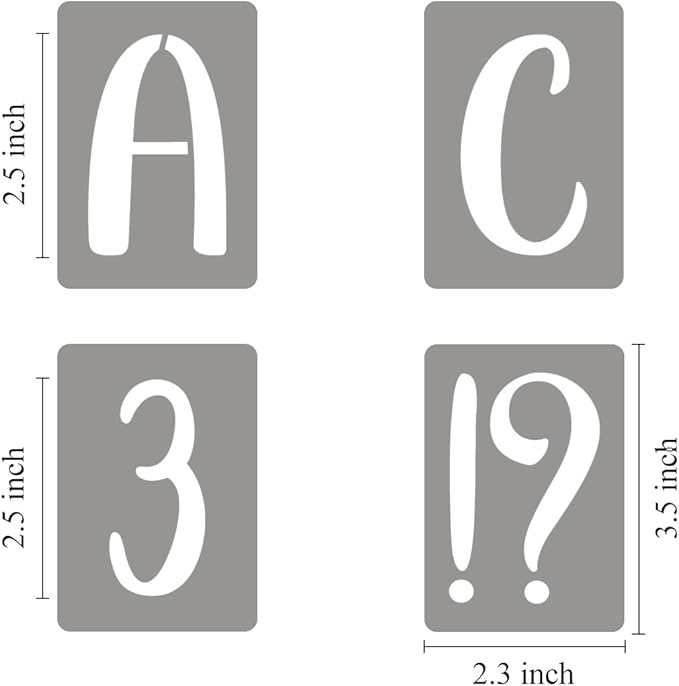 XANGEY 2.5 Inch Letter Stencils for Painting - 42 Pack Alphabet Letter Number Templates with Signs, Reusable Plastic Alphabet Stencils for Chalkboard Fabric Rock Wood Crafts Painting