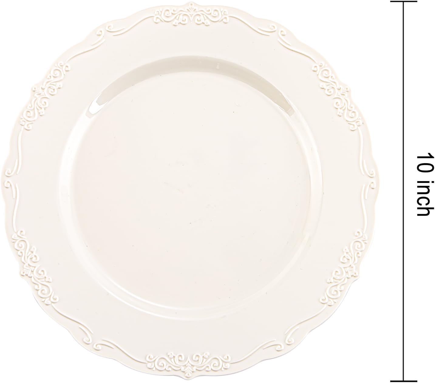 DaYammi 60PCS Ivory Plastic Plates, Thanksgiving Plates Disposable Heavy Duty Disposable Plates Premium 10inch Ivory Dinner Platos Hard Plastic Platos Disposable for Party Wedding Bridal Shower