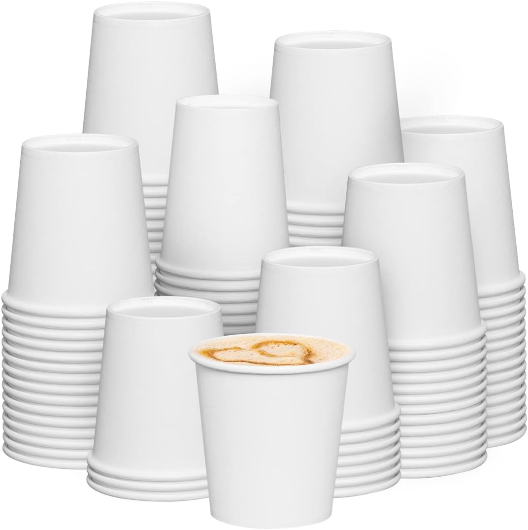 GUSTO [6 oz. - 300 count] Disposable White Paper Cups, Hot Coffee Cups - Eco-Friendly Hot Cups