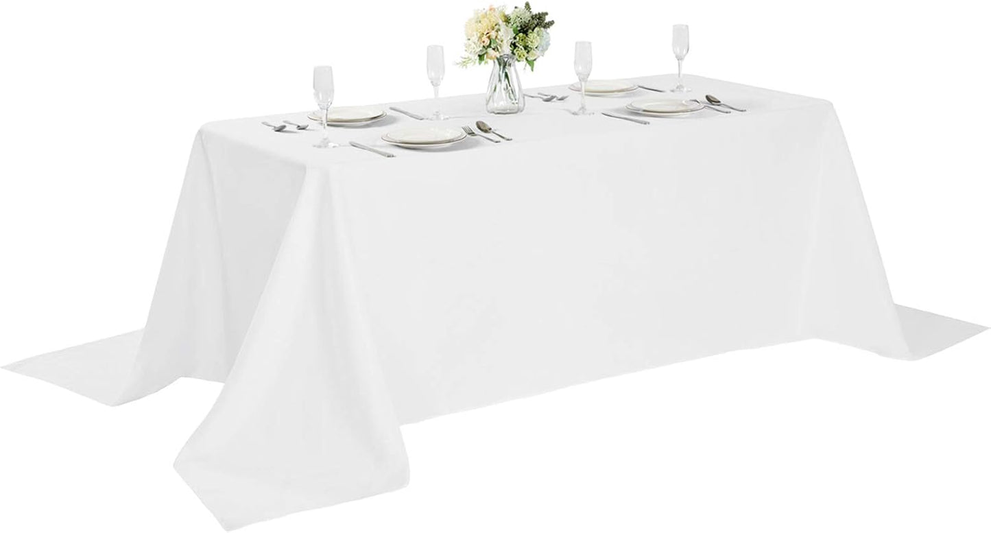 Cupuamon Rectangle Tablecloth 90x156 inch Washable Polyester Fabric Table Cloth for Wedding Party Dining Banquet Decoration（90x156, White）