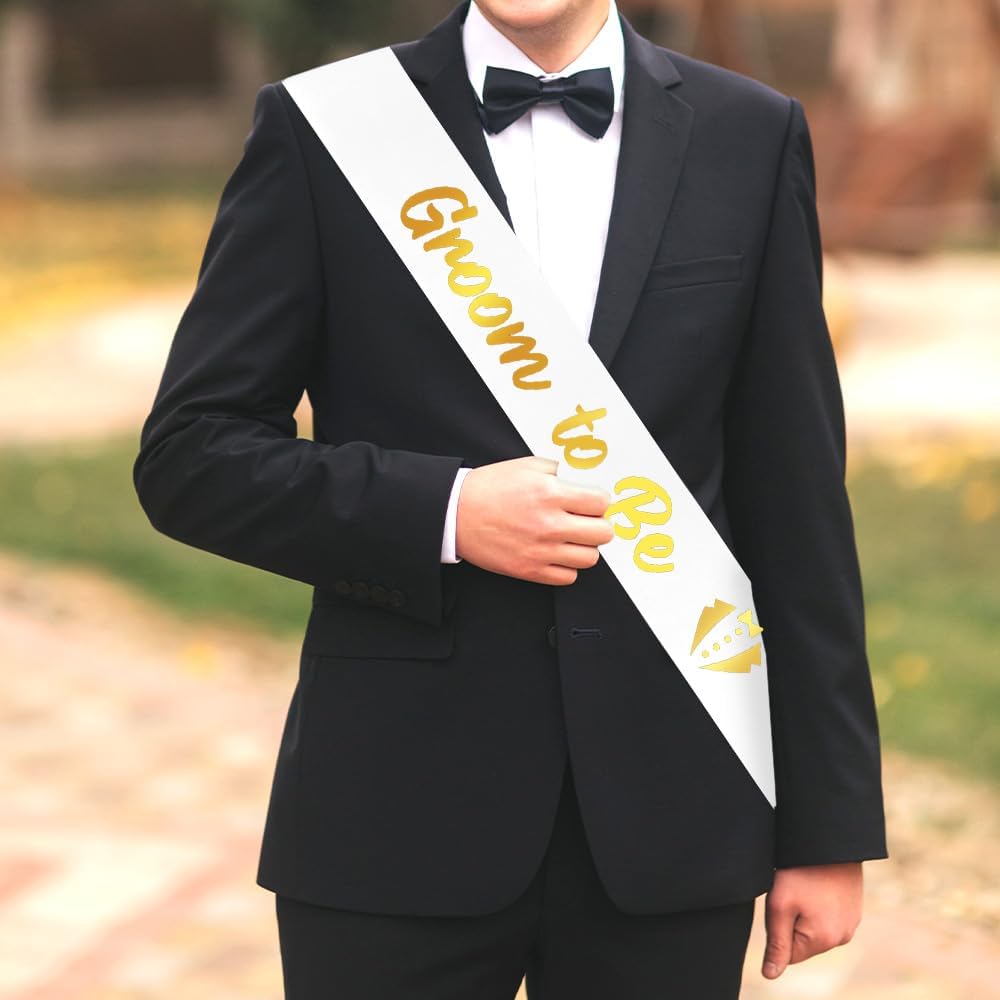 Groom To Be Sash White Groom Sash With Gold Foil For Bachelor Party Accessories Bachelor Party Decorations Bachelorette Gifts For Croom To Be Gifts Bachelorette Accessories Wedding Engagement