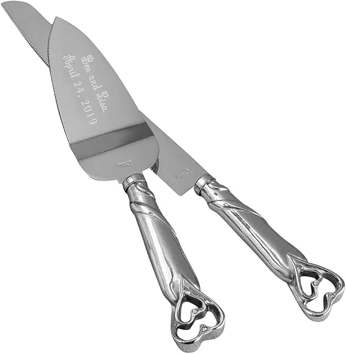 GIFTS INFINITY Personalized Wedding Cake Knife and Server Set with Engraving – Cake Cutting Utensil Set, Keepsake Gift for Wedding, Anniversary, Reception, Birthday & Other Occasions (2541)