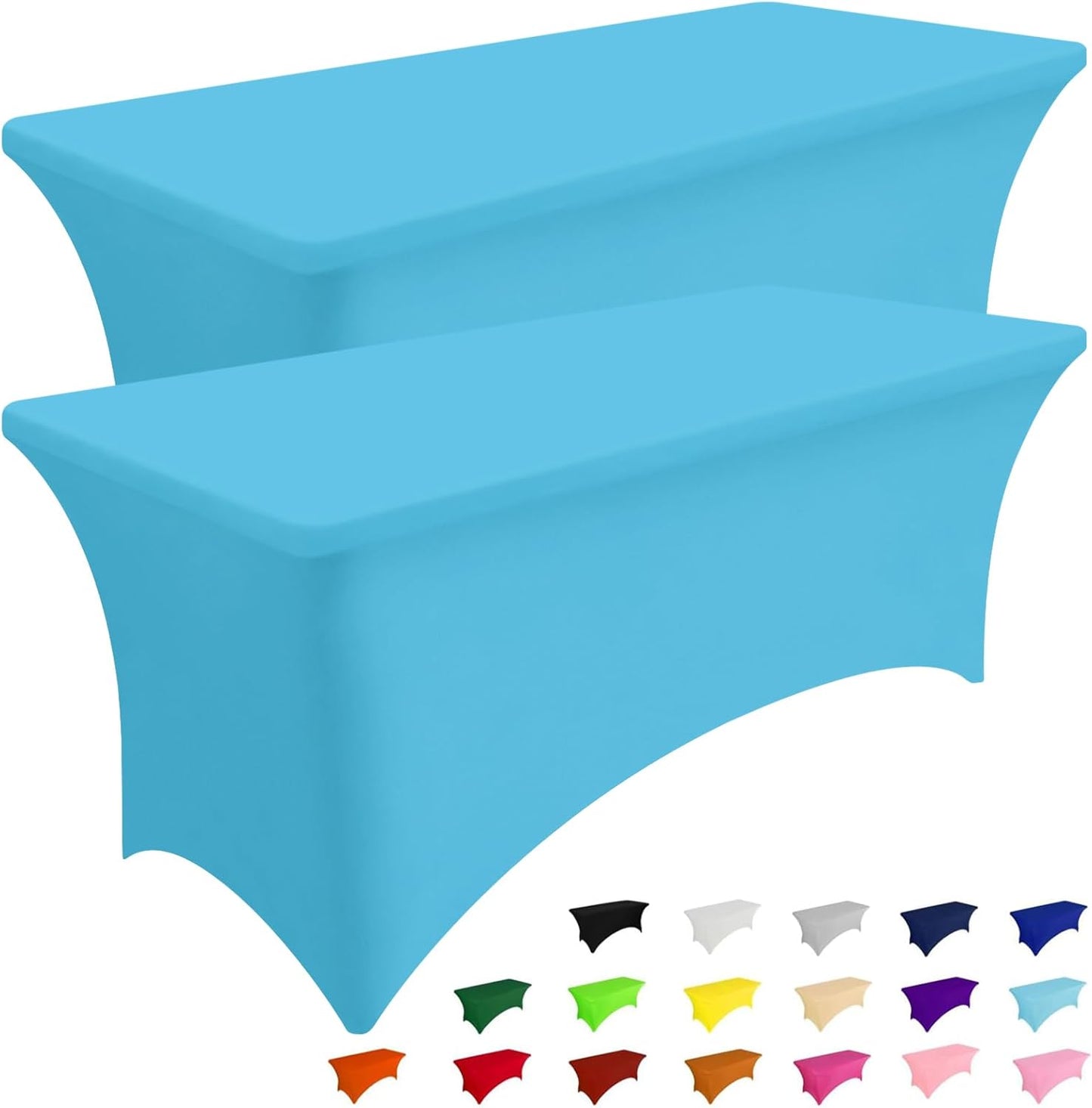 Smiry 2 Pack Spandex Table Cloth 5FT, Elastic Fitted Stretch Tablecloths for Rectangle Tables, Washable Table Cover for Outdoor, Wedding, Banquet & Parties (Blue Mist, 60Lx30Wx30H Inch)