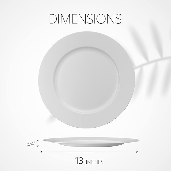 13'' Party Chargers Large Plates & Platters Great for Elegant Party's Weddings Tableware Great for Serving dish White Pack of 12