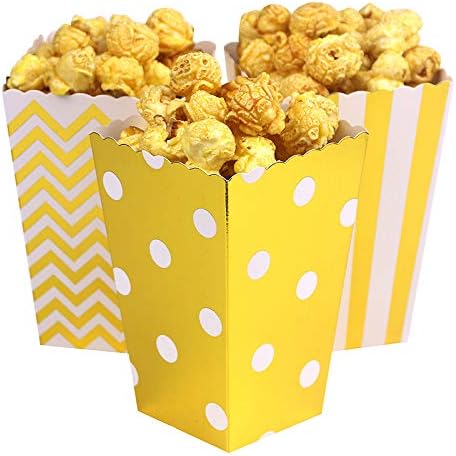 Tvoip 36Pcs Gold/Silver/Rose Gold Foil Popcorn Treat Box Christmas Wedding Decoration Party Favor Supply Candy Gift Popcorn Bags (Gold)
