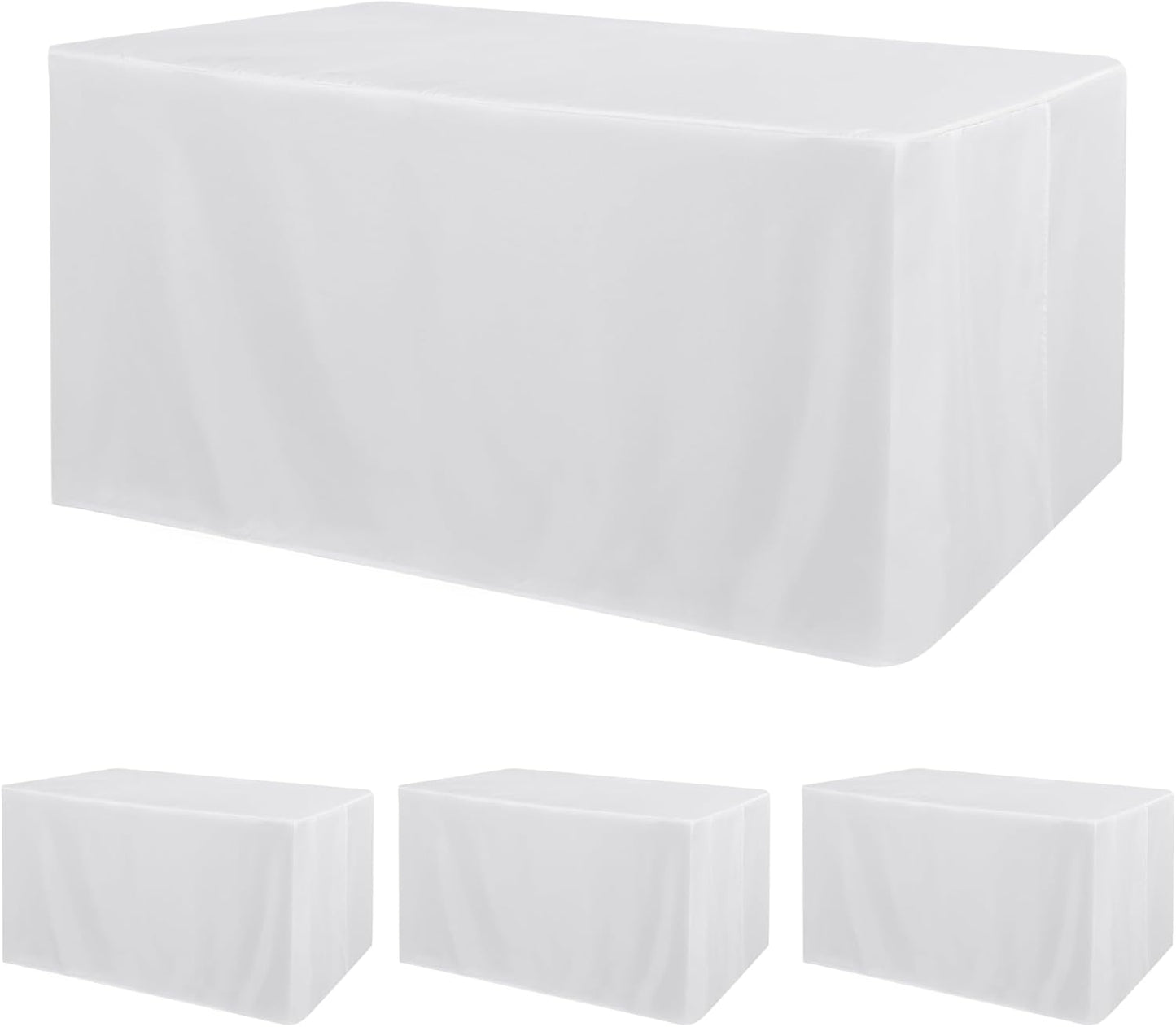 Obstal 4 Pack Table Clothes for 4 Foot Rectangle Tables - Water Resistant Washable Fabric Polyester Rectangle Table Cover Protector for Wedding, Banquet and Trade Shows, 48L x 24W Inches, White
