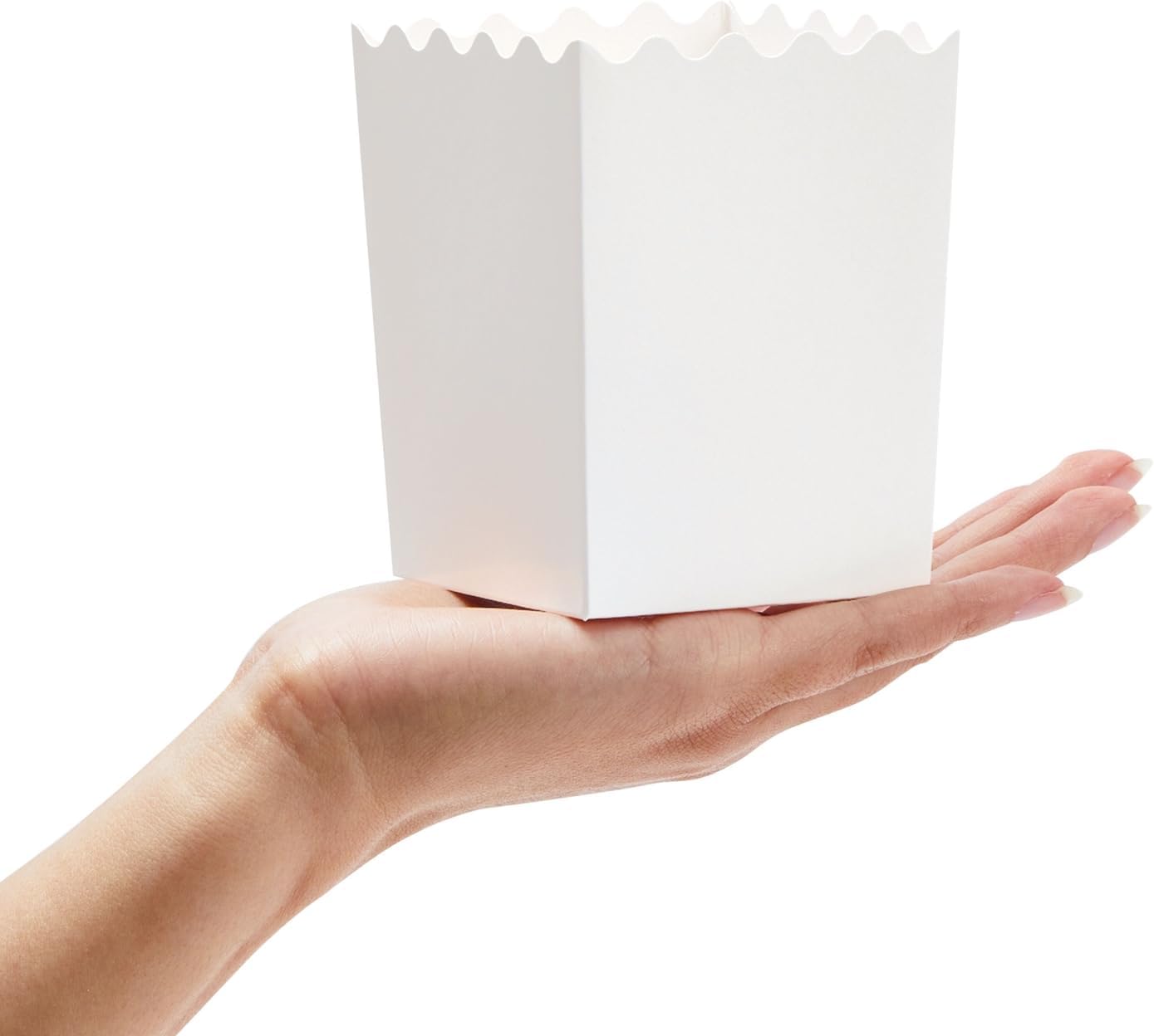 Juvale Mini Popcorn Boxes, 200 Pack Small Popcorn Containers for Party, Movie Night, Candy, Chips, Snacks – Scalloped Edge Disposable Popcorn Boxes for Popcorn Bar, Wedding, Carnival, Events - White