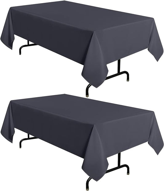 sancua 2 Pack Dark Grey Tablecloth 60 x 102 Inch, Rectangle 6 Feet Table Cloth - Stain and Wrinkle Resistant Washable Polyester Table Cover for Dining Tables, Buffet Parties and Camping