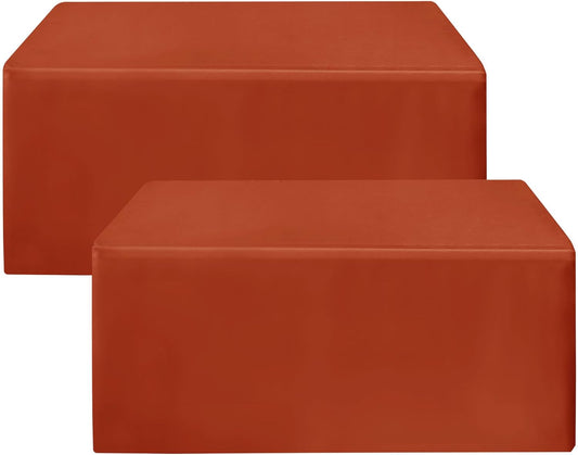 HolidayIdeas 2 Pack Fitted Thanksgiving Tablecloth for 4ft Tables, Rust Table Cover for Holiday Dinner & Buffet, Wrinkle-Resistant Fall Party Decorations for The Home