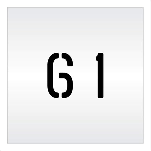 Pavement, Curb, and WheelStop Stencils - 4 inch Double Number Stencil - (61) - 4" x 4" x 1/16" (63 mil) - Light-Duty