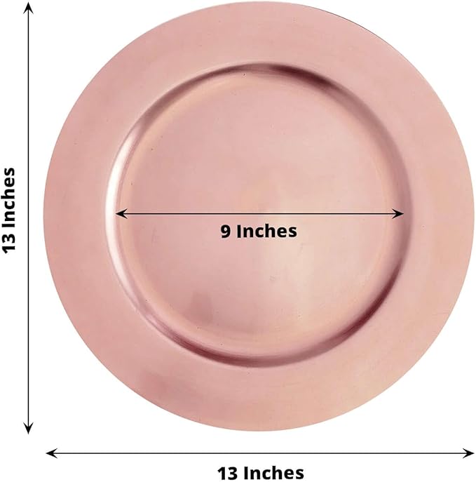 Efavormart 12 pcs 13" Blush Rose Gold Round Charger Plates for Tabletop Decor Holiday Wedding Catering Event Decoration