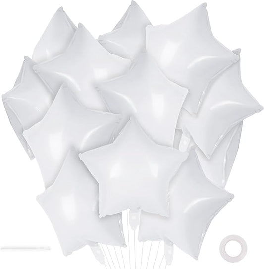20 Pcs Star Balloons,18 Inch White Star Foil Balloons,Stars Shaped Balloon Mylar Helium Balloon for Birthday Party Anniversary Wedding Baby Shower Decorations (White)