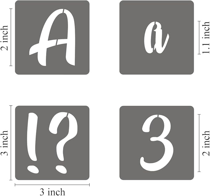 2 Inch Alphabet Letter Stencils - 70 Pack Letter Number Stencil Templates with Signs for Painting on Wood, Reusable Calligraphy Letters and Numbers Stencils for Chalkboard Fabric Wood Signs