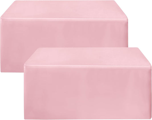 HolidayIdeas Fitted Pink Tablecloths for 6 Foot Tables - 72 x 30 Inch - 2 Pack Rectangle Polyester Fabric Table Cover for Folding Table, Valentines Parties, Birthday, Trade Show