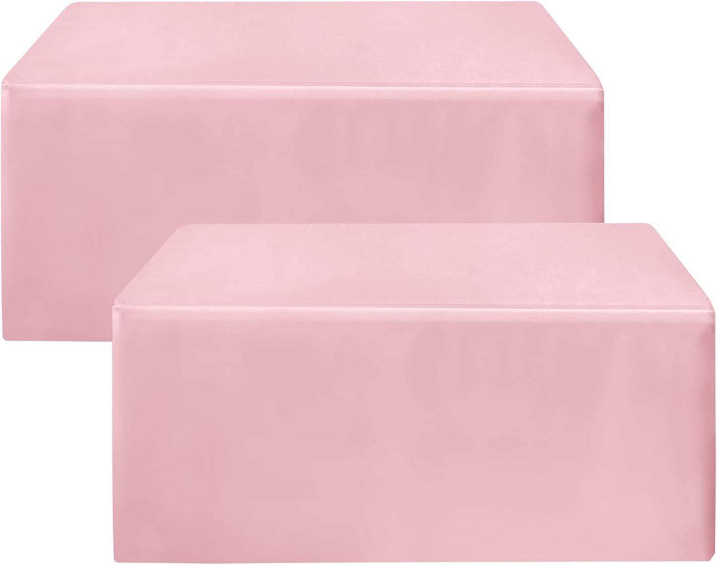 HolidayIdeas 2 Pack Fitted Pink Tableclothes - 48 x 24 Inch - Rectangle Tablecloths for 4 Foot Tables, Polyester Fabric Table Covers for Parties, Baby Shower, Wedding, Trade Show