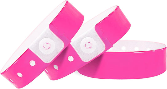 Pink Plastic Wristbands-500 Pack Colored Identification Wristbands for Events, Waterproof Lightweight Security Vinyl Wristbands for Party Concert Club Festival Entrance Admission