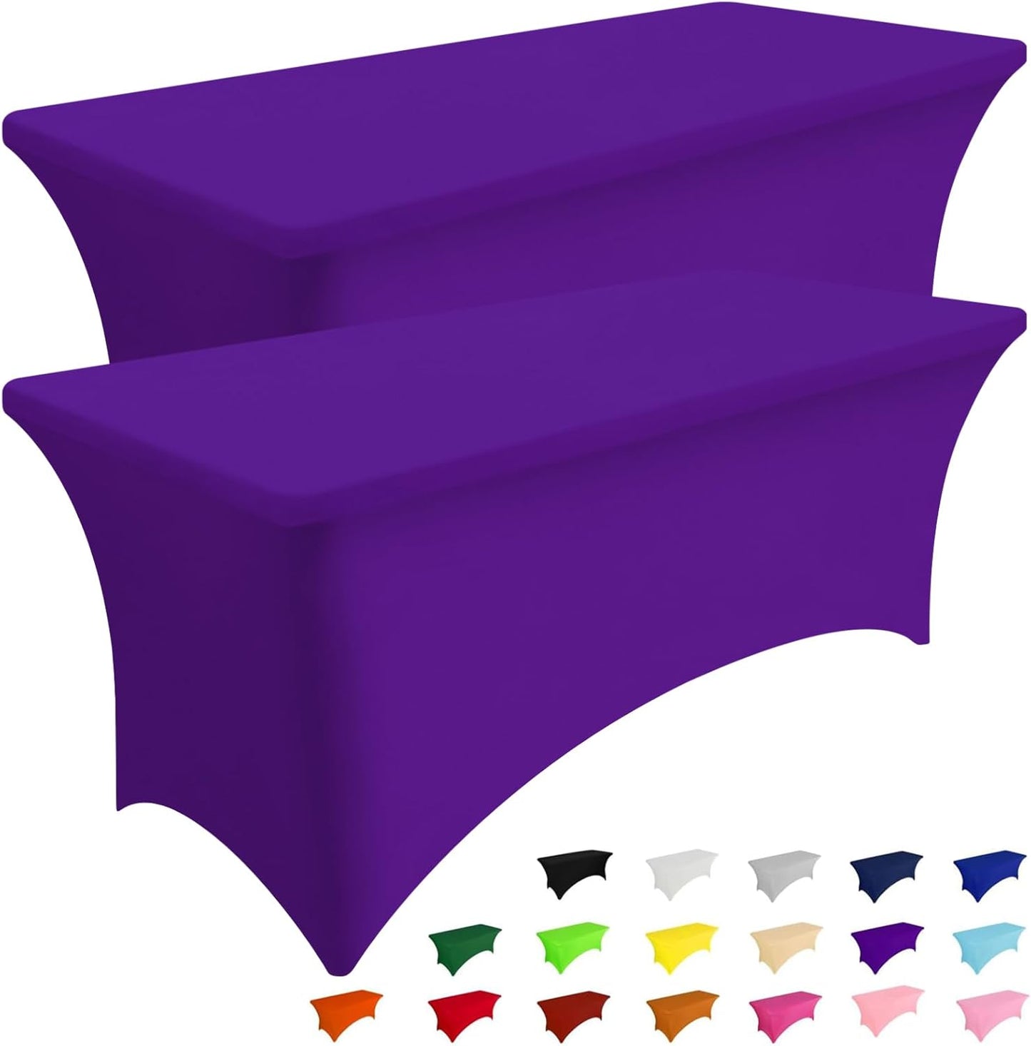 Smiry 2 Pack Spandex Table Cloth 6FT, Elastic Fitted Stretch Tablecloths for Rectangle Tables, Washable Table Cover for Outdoor, Wedding, Banquet & Parties (Purple, 72Lx30Wx30H Inch)