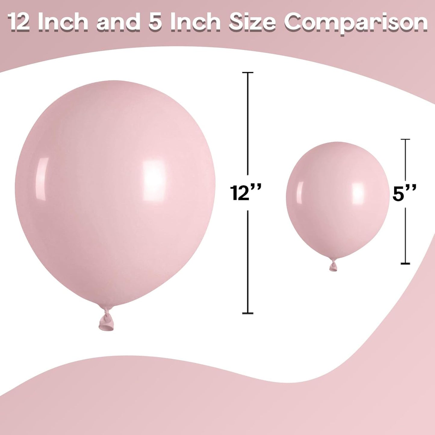 5 Inch Pink Balloons, 60 Pcs Boho Blush Pink Party Balloon Small Dusty Rose Nude Pink Balloons 5'' Mini Retro Vintage Pink Latex Helium Balloon for Girl Baby Shower Wedding Birthday Party Decor