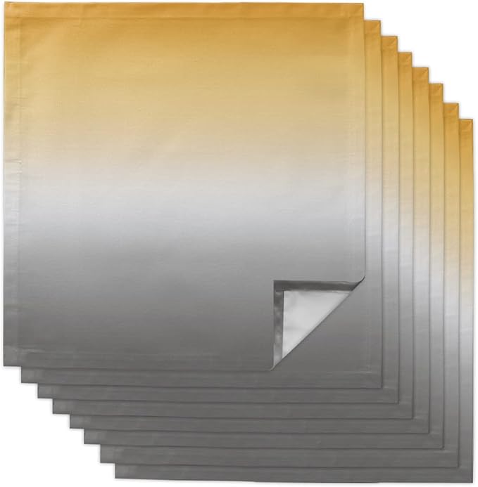 Cloth Napkins Yellow and Grey Ombre Set of 8 Dinner Napkins Paper Soft Durable Washable Table Napkin Yellow Gradient Color Reusable Napkins for Family Dinners Weddings and Everyday Use 20x20 Inch