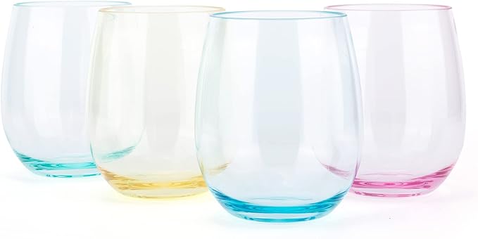 KX-WARE Unbreakable 18-ounce Acrylic Stemless Wine Glasses, Set of 4 Multicolor