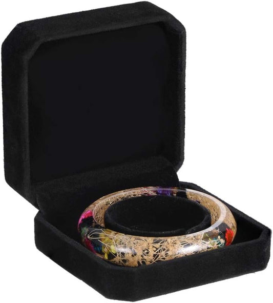 HooAMI Square Black Velvet Bracelet Gift Box Jewelry Display