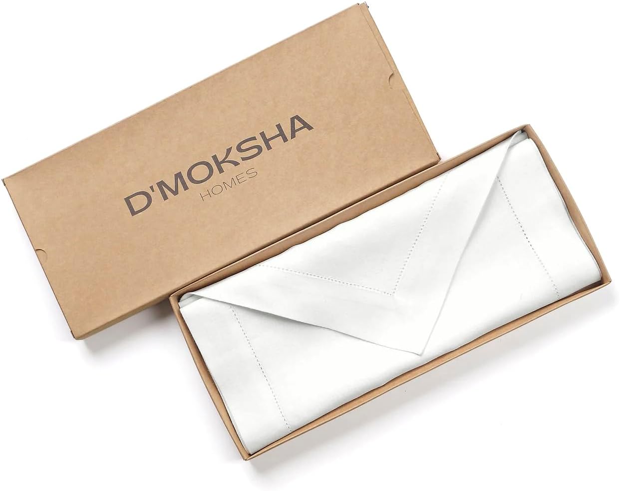 D'Moksha Homes White Linen Table Runner 108 Inches Long - 100% Pure Linen Diamond Table Runner 14 x 108 Inch for Dining, Fall and Halloween - Machine Washable