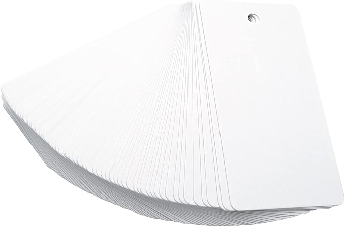 G2PLUS 100PCS Blank Gift Tags,3.5” x 1.7” White Kraft Paper Gift Tag with String, Rectangle Hanging Tags for Arts and Crafts Wedding Holiday, Teachers Day,Christmas,Thanksgiving,Party Favors