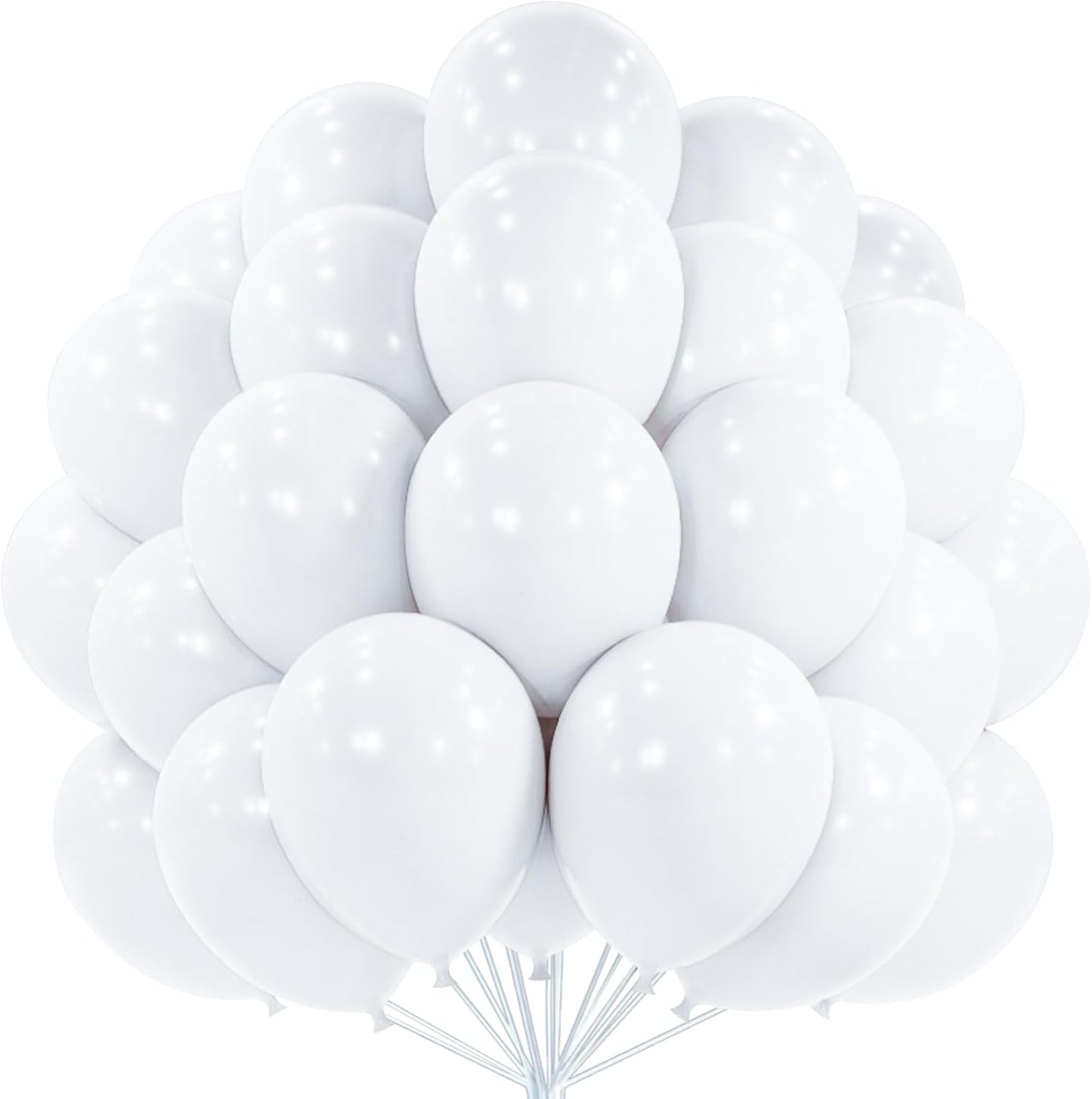 PartyWoo White Balloons 101 pcs 12 Inch Matte White Latex Balloons for Wedding Bridal Graduation Engagement Baby Shower Gender Reveal Easter Anniversary Birthday Party Decorations White-Y13