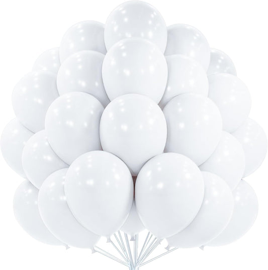 PartyWoo White Balloons 101 pcs 12 Inch Matte White Latex Balloons for Wedding Bridal Graduation Engagement Baby Shower Gender Reveal Easter Anniversary Birthday Party Decorations White-Y13