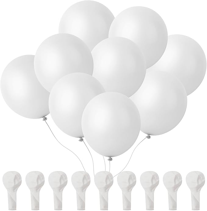 Mr. Pen- White Balloons 12 Inch, 54 Pack, Latex Party Balloons for Birthday Party, Wedding, Graduation, Engagement, Bridal Shower, Anniversary, Winter & Christmas Party Decorations