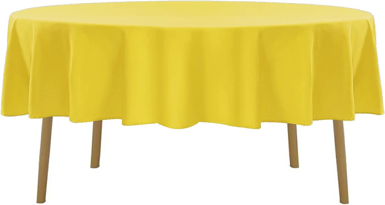 Cupuamon 90 inch Round Tablecloth Washable Polyester Table Cloth Decorative Table Cover for Wedding Party Dining Banquet（90 inch, Yellow）
