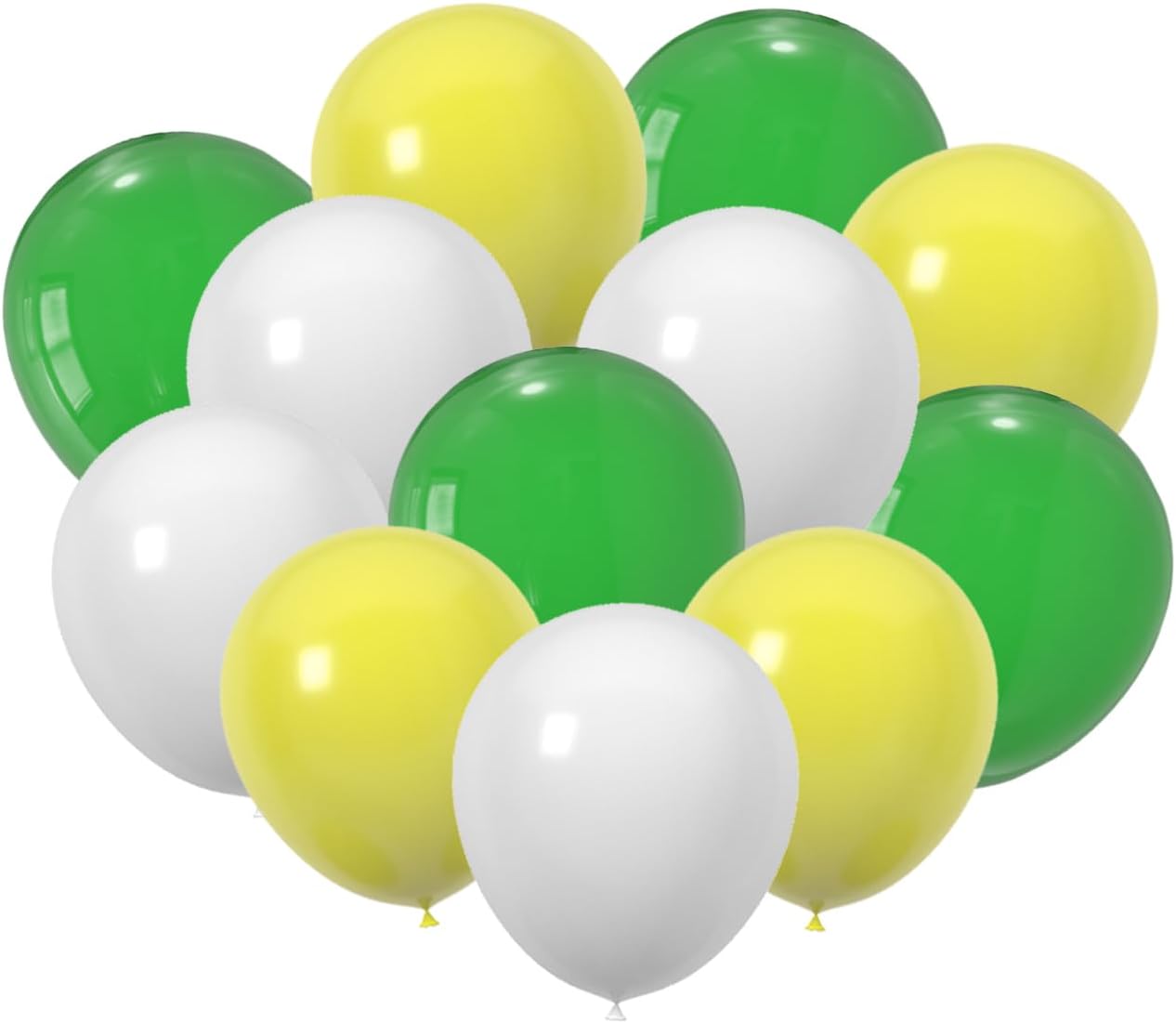 60 Pcs 12 Inch Latex Balloons Green/White/Yellow | Spring & Summer Decor | St. Patrick's Day, Graduation, Kids Birthday, Wedding, Baby Shower Party Balloons