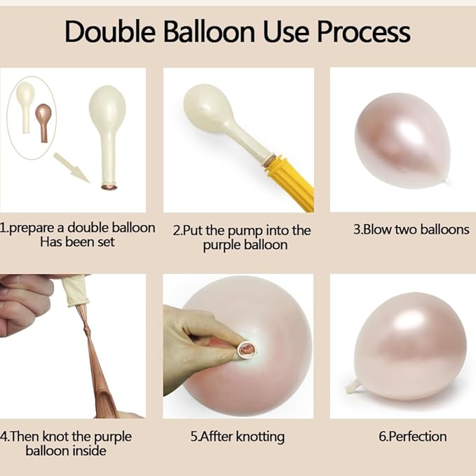 Pearl Balloon Arch Double Stuffed Pearl Rose Pink Metallic Balloon Garland Kit Different Sizes 12/10/5in With Clear Bobo Balloons for Birthday Wedding Bridal Baby Shower Engagement Party Decor