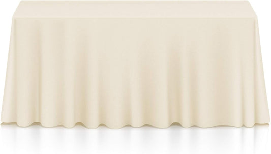 Lann's Linens - 90" x 132" Premium Tablecloth for Wedding/Banquet/Restaurant - Rectangular Polyester Fabric Table Cloth - Ivory