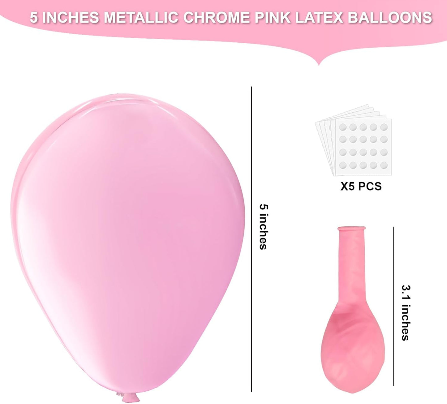 Pink Latex Balloons, 150pcs 5 inches Round Helium Light Pink Balloons for Birthday Baby Shower Wedding Valentine's Day Gender Reveal Birthday Party Decorations